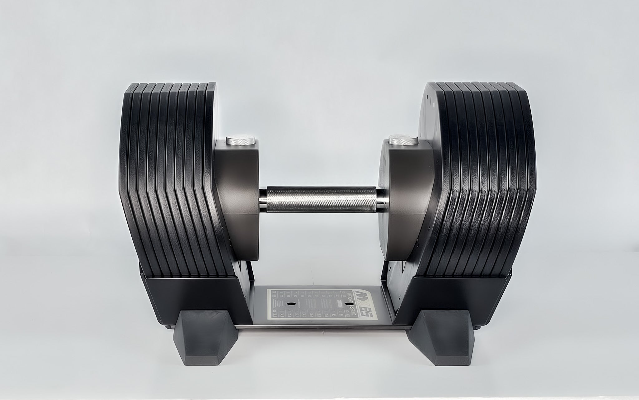 mx85 adjustable dumbbell black knurled handle and dial