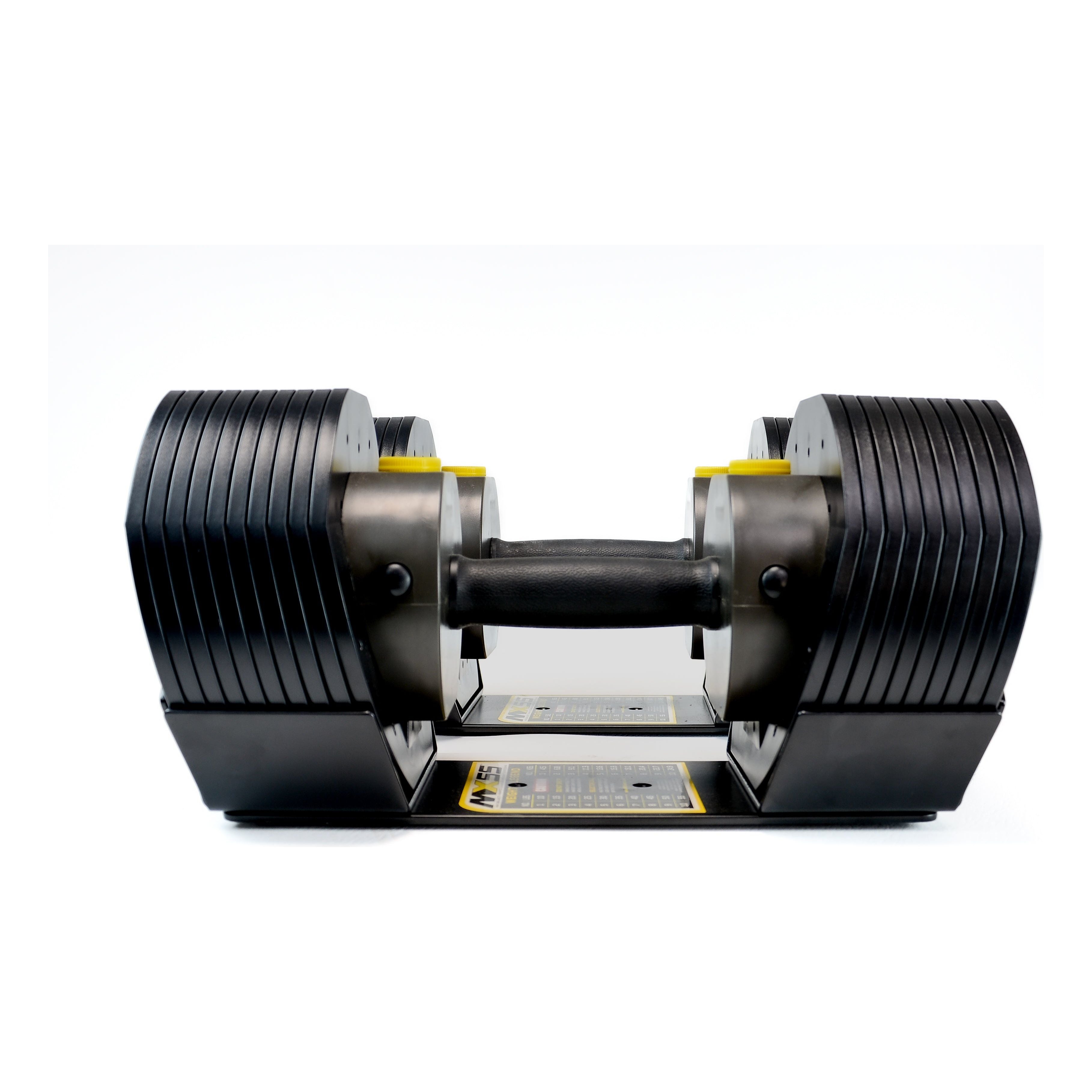 mx55 adjustable dumbbell black rubber contoured handle