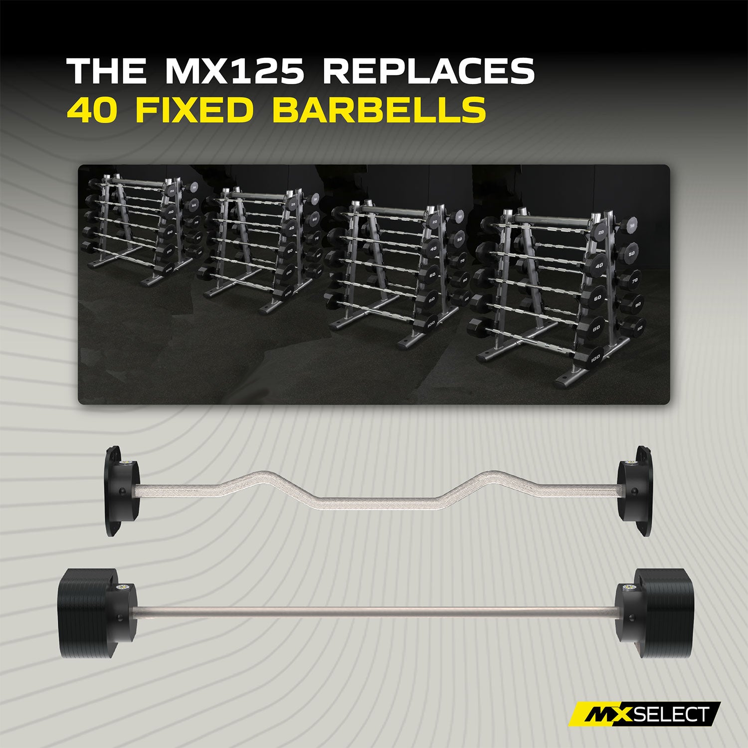 *PRE ORDER* MX125 EVO Rapid Change Adjustable Barbell / Curl Bar System (30 lbs to 125 lbs) *SHIPS OCTOBER 2025