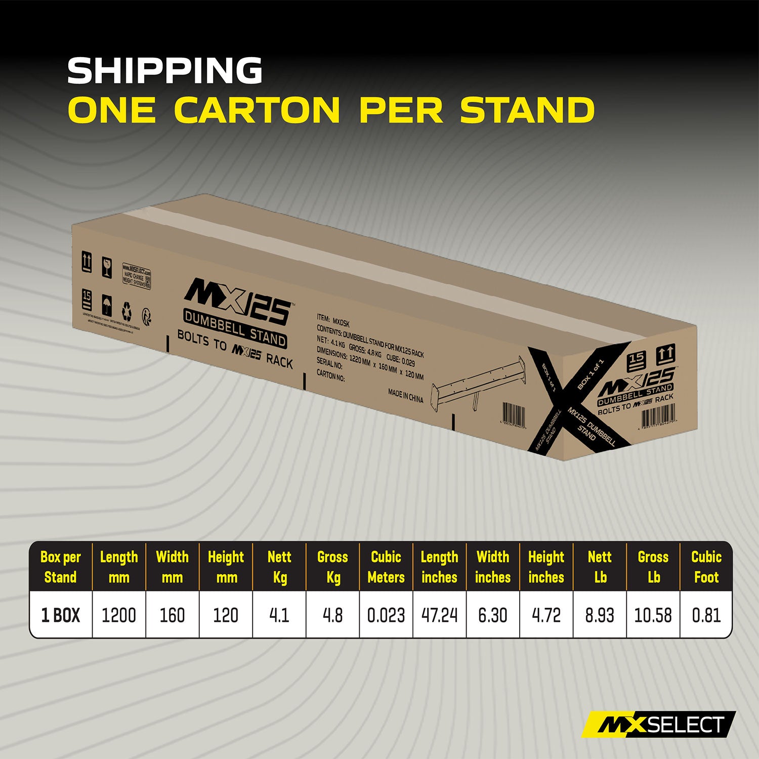 * Pre Order * MX EVO125 OPTIONAL DUMBBELL STORAGE FRAME * Ships October 2025 *