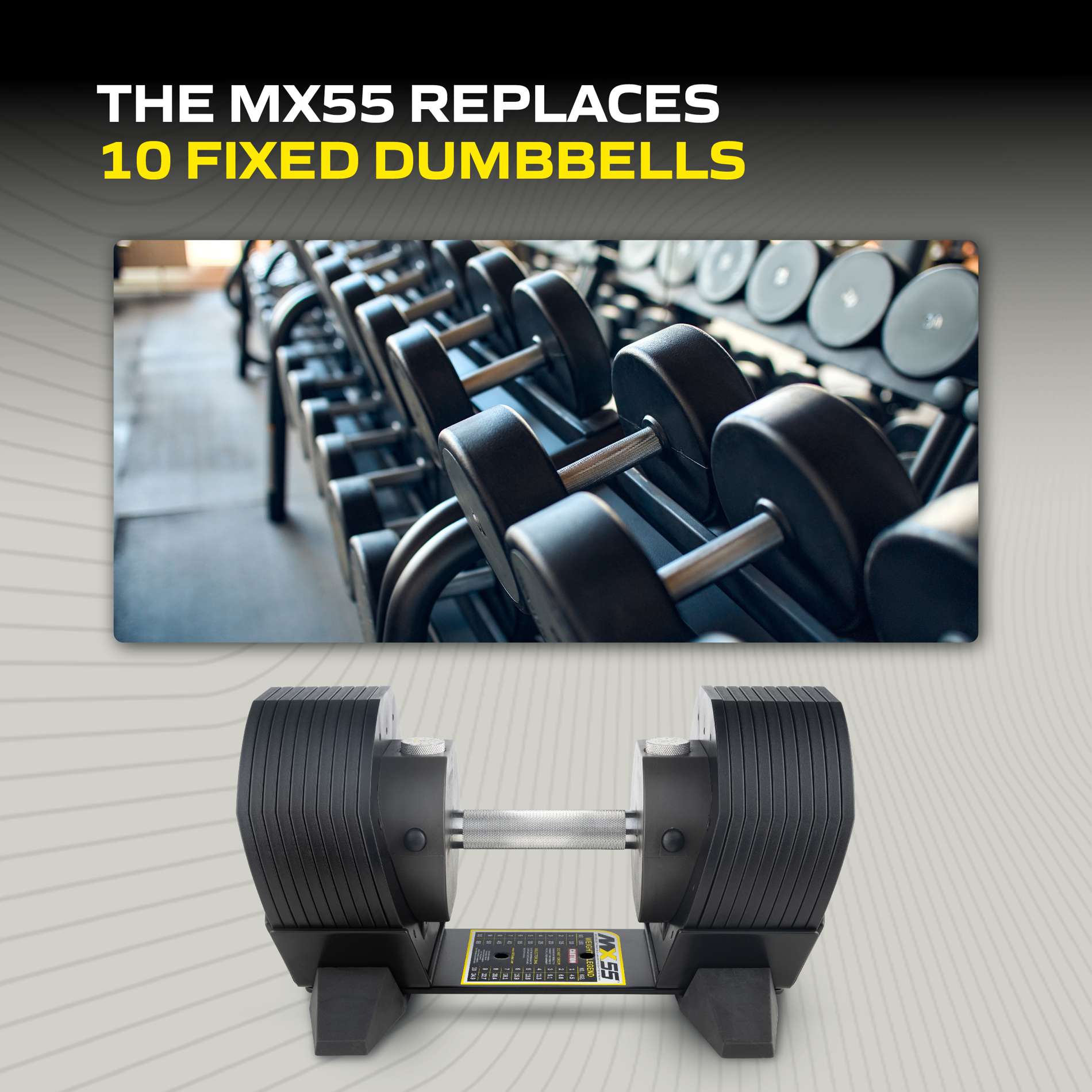 MX85 Rapid Change Adjustable Dumbbells (12.5 lbs to 85 lbs) (Pair)