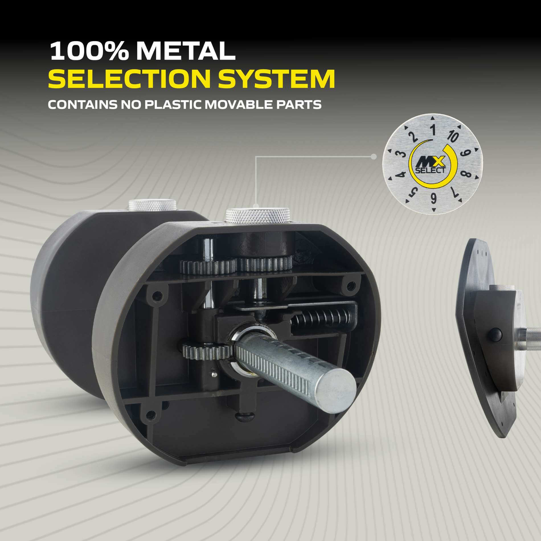 100% metal selection system. contains no plastic.