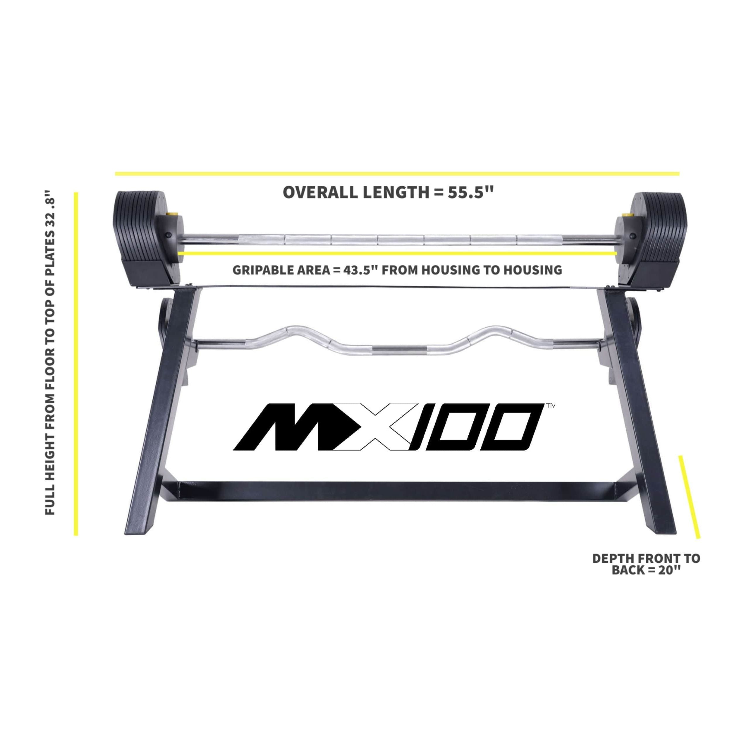 MX100 Barbell Curl Bar Dimensions